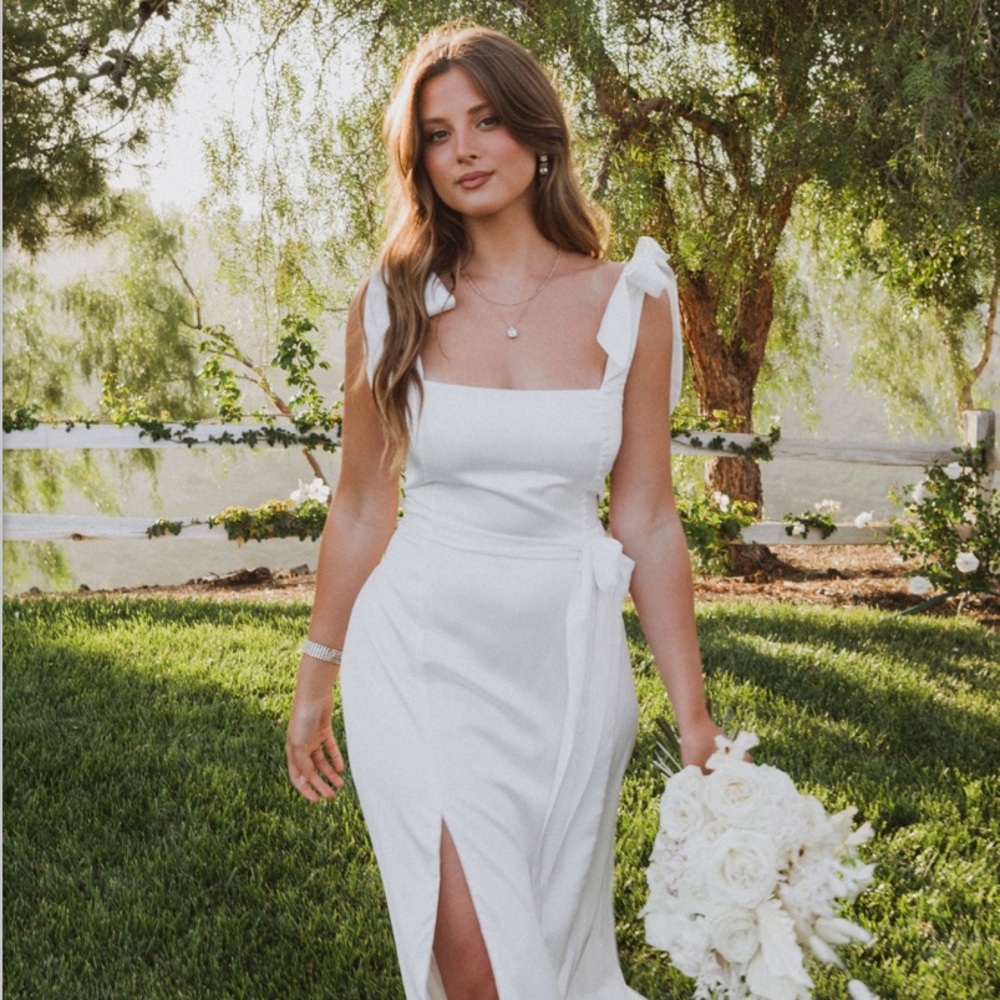 NWOT Show Me Your MuMu White Tie-Strap Wedding Dress